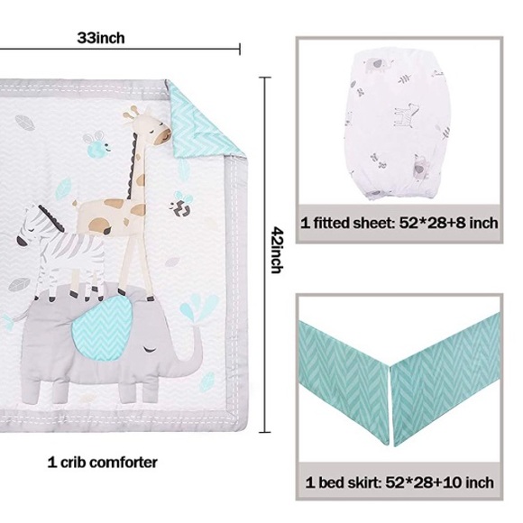 WOWELIFE CRIB BEDDING SET - ZOO ANIMALS - Picture 7 of 7